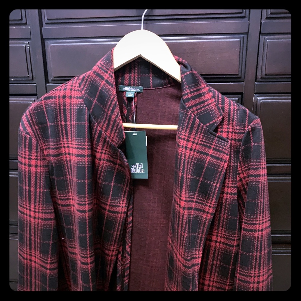 Red plaid blazer